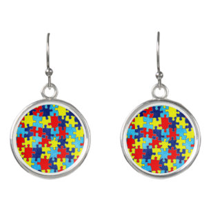 Autism Awareness-Puzzle by Shirley Taylor Earrings