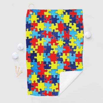 Autism Awareness-puzzle By Shirley Taylor Golf Towel by ShirleyTaylor at Zazzle