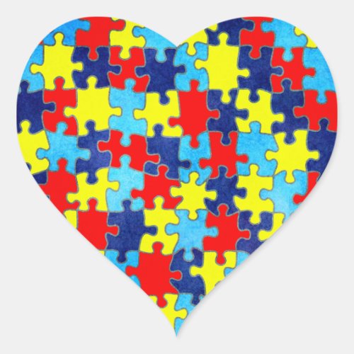 Autism Awareness_Puzzle by Shirley Taylor Heart Sticker