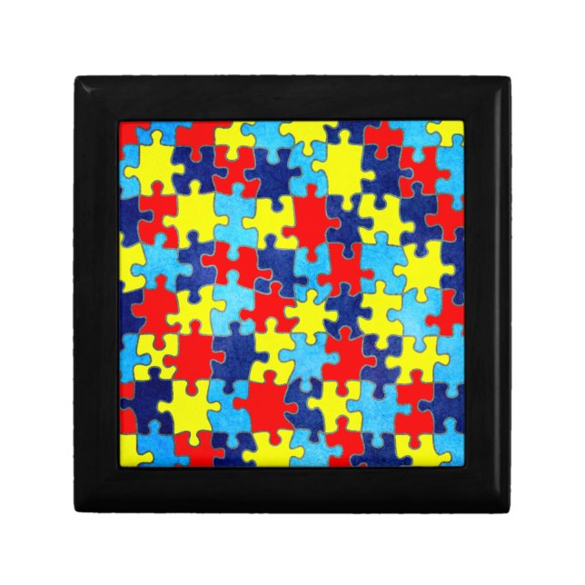 Autism Awareness-Puzzle by Shirley Taylor Jewelry Box (Front)