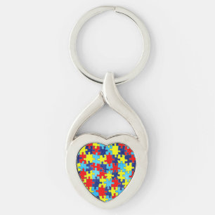 Autism Awareness-Puzzle by Shirley Taylor Keychain