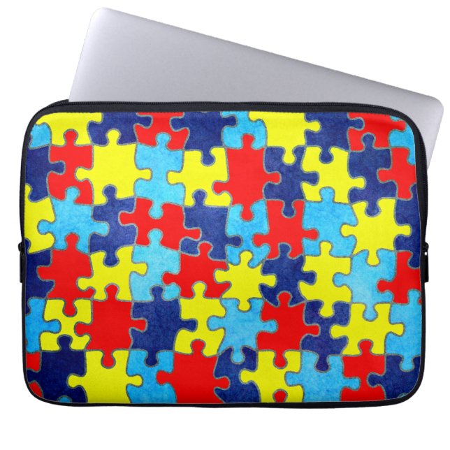 Autism Awareness-Puzzle by Shirley Taylor Laptop Sleeve (Front)