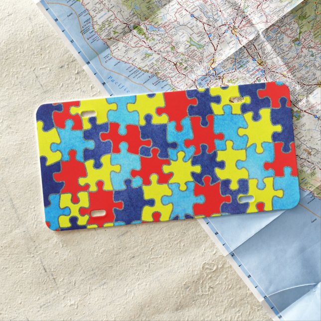 Autism Awareness-Puzzle by Shirley Taylor License Plate (In Situ)