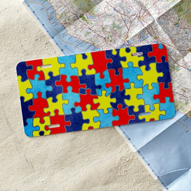 Autism Awareness-Puzzle by Shirley Taylor License Plate (In Situ)