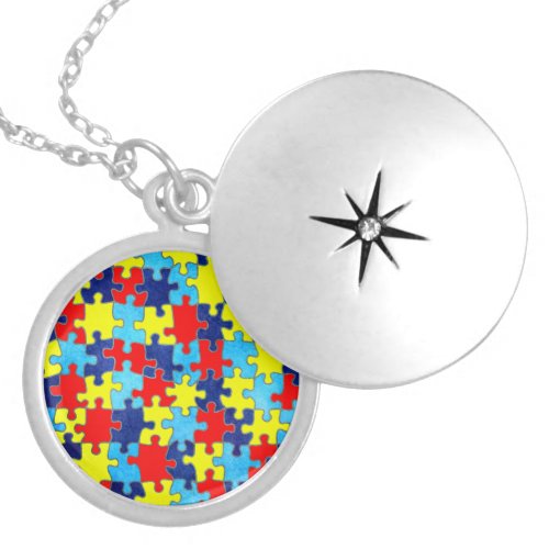 Autism Awareness_Puzzle by Shirley Taylor Locket Necklace