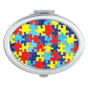 Autism Awareness-Puzzle by Shirley Taylor Makeup Mirror