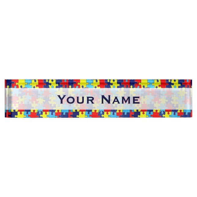 Autism Awareness-Puzzle by Shirley Taylor Nameplate (Front)
