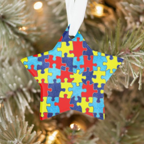 Autism Awareness_Puzzle by Shirley Taylor Ornament