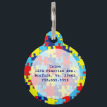Autism Awareness-Puzzle by Shirley Taylor Pet Tag<br><div class="desc">Autism awareness pet tag. Delete or change sample text,  font,  font color,  font size to your choice. Images can be rotated,  deleted or re-sized. Images Copyright © Shirley Taylor. All Rights Reserved.</div>