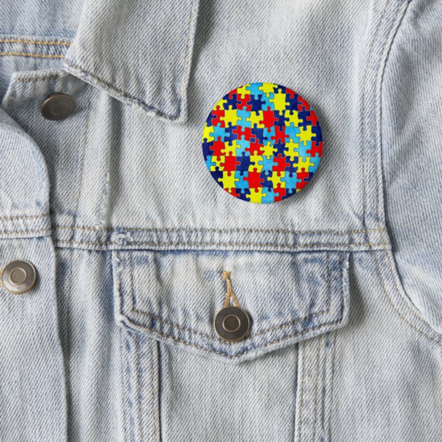 Autism Awareness-Puzzle by Shirley Taylor Pinback Button (In Situ)