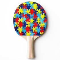 Autism Awareness-Puzzle by Shirley Taylor Ping-Pong Paddle