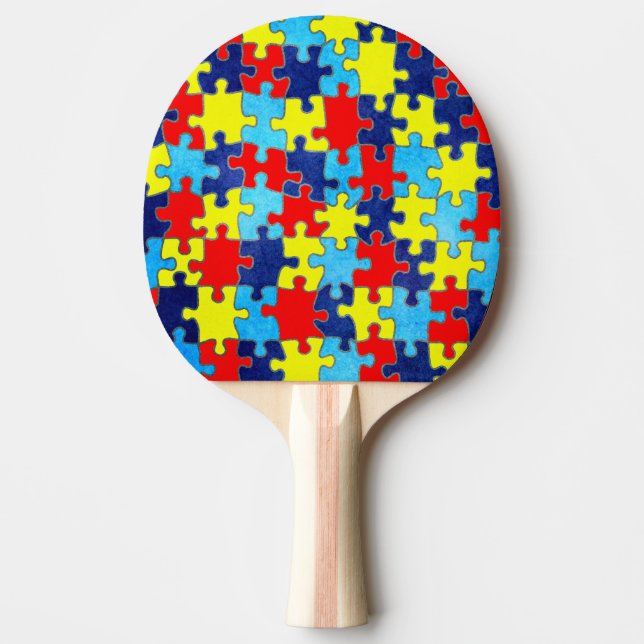 Autism Awareness-Puzzle by Shirley Taylor Ping-Pong Paddle (Front)