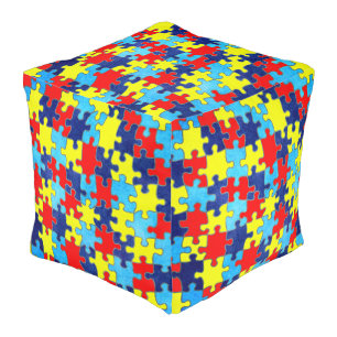 Autism Awareness-Puzzle by Shirley Taylor Pouf