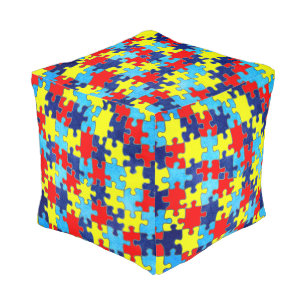 Autism Awareness-Puzzle by Shirley Taylor Pouf