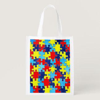 Autism Awareness-Puzzle by Shirley Taylor Reusable Grocery Bag