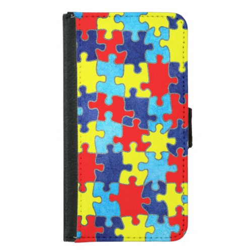 Autism Awareness_Puzzle by Shirley Taylor Wallet Phone Case For Samsung Galaxy S5