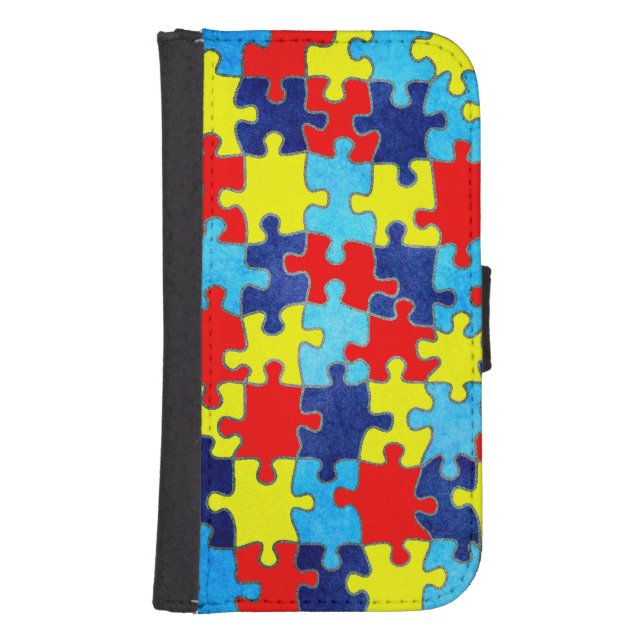 Autism Awareness-Puzzle by Shirley Taylor Samsung Galaxy Wallet Case (Front)