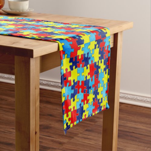 Autism Awareness_Puzzle by Shirley Taylor Short Table Runner