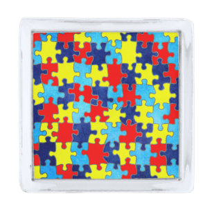 Autism Awareness-Puzzle by Shirley Taylor Silver Finish Lapel Pin