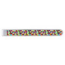 Autism Awareness-Puzzle by Shirley Taylor Silver Finish Tie Bar