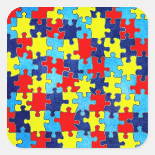 Autism Awareness_Puzzle by Shirley Taylor Square Sticker