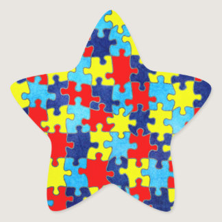 Autism Awareness-Puzzle by Shirley Taylor Star Sticker