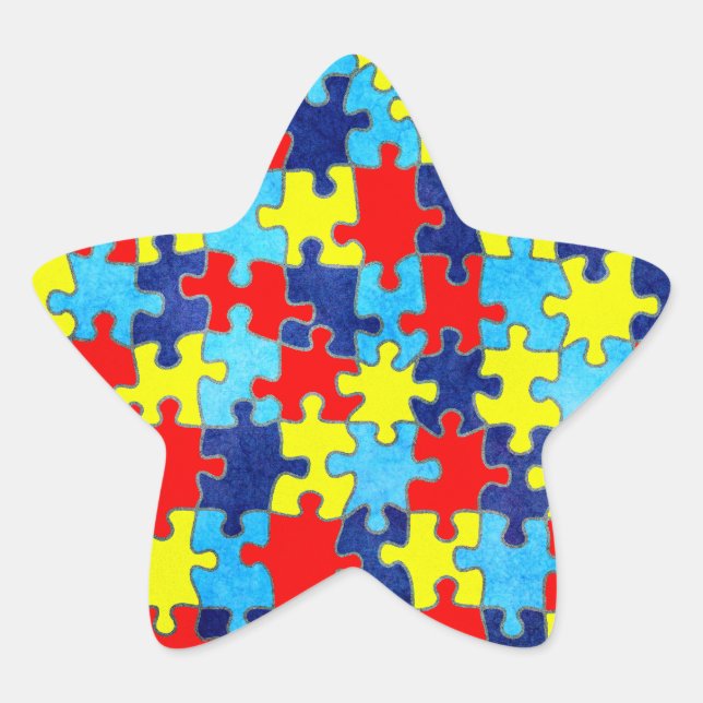 Autism Awareness-Puzzle by Shirley Taylor Star Sticker (Front)