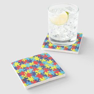 Autism Awareness-Puzzle by Shirley Taylor Stone Coaster