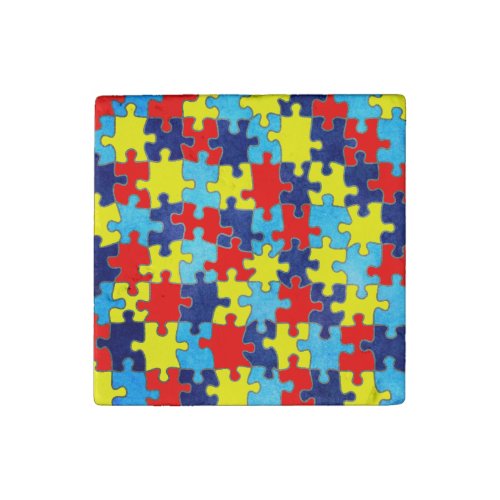 Autism Awareness_Puzzle by Shirley Taylor Stone Magnet