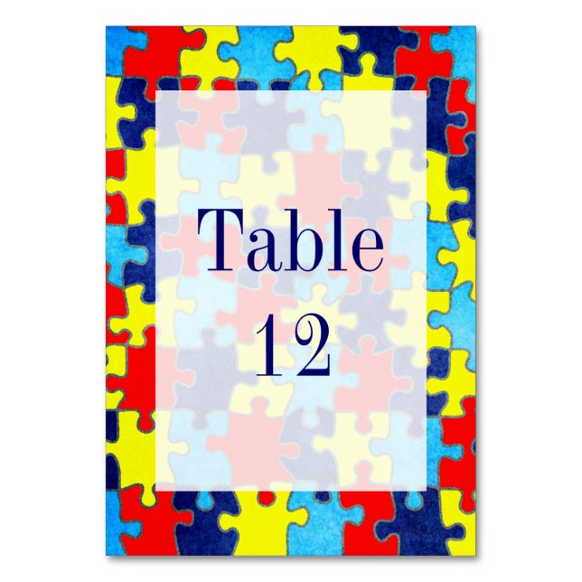 Autism Awareness-Puzzle by Shirley Taylor Table Number (Front)
