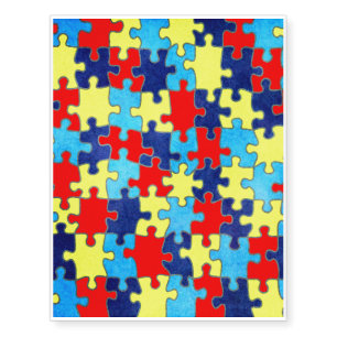 Autism Awareness-Puzzle by Shirley Taylor Temporary Tattoos
