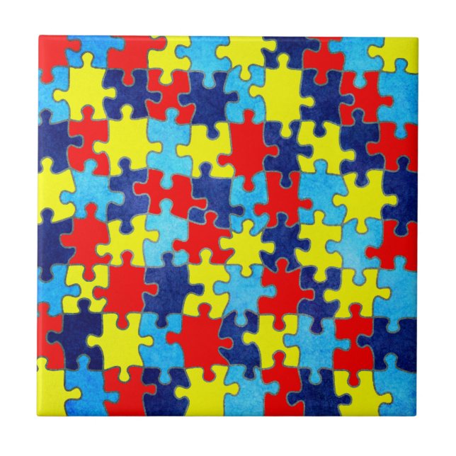 Autism Awareness-Puzzle by Shirley Taylor Tile (Front)