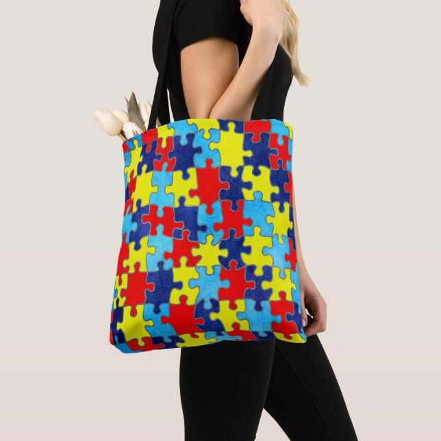 Autism Awareness-Puzzle by Shirley Taylor Tote Bag (Close Up)