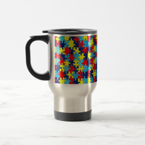 Autism Awareness_Puzzle by Shirley Taylor Travel Mug