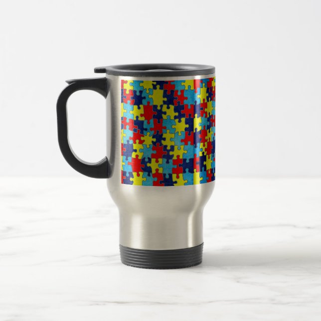 Autism Awareness-Puzzle by Shirley Taylor Travel Mug (Left)