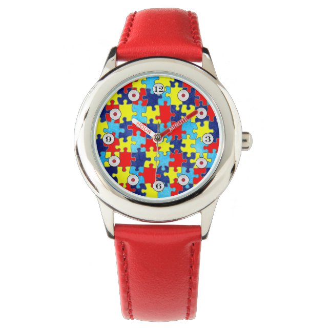 Autism Awareness-Puzzle by Shirley Taylor Watch (Front)