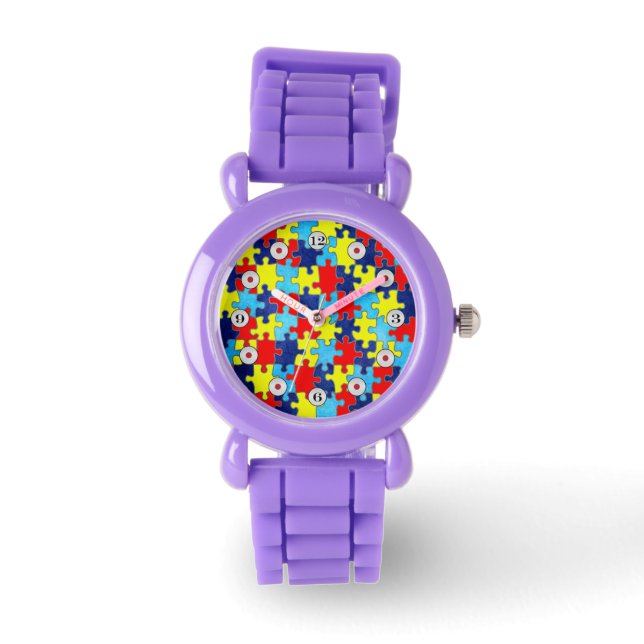 Autism Awareness-Puzzle by Shirley Taylor Watch (Front)