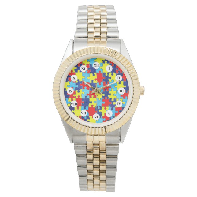 Autism Awareness-Puzzle by Shirley Taylor Watch (Front)