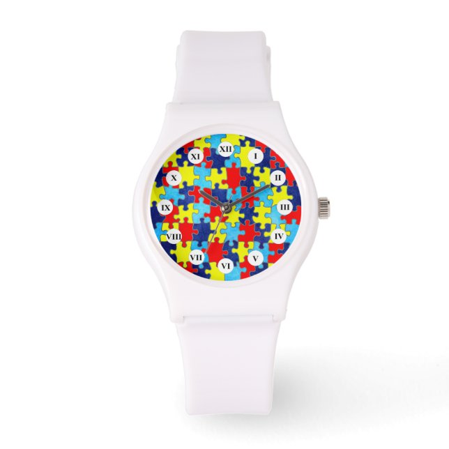 Autism Awareness-Puzzle by Shirley Taylor Watch (Front)