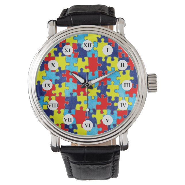 Autism Awareness-Puzzle by Shirley Taylor Watch (Front)