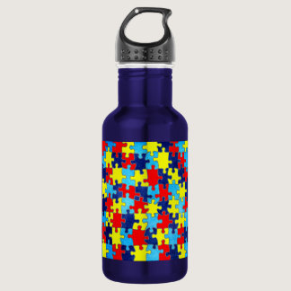 Autism Awareness-Puzzle by Shirley Taylor Water Bottle