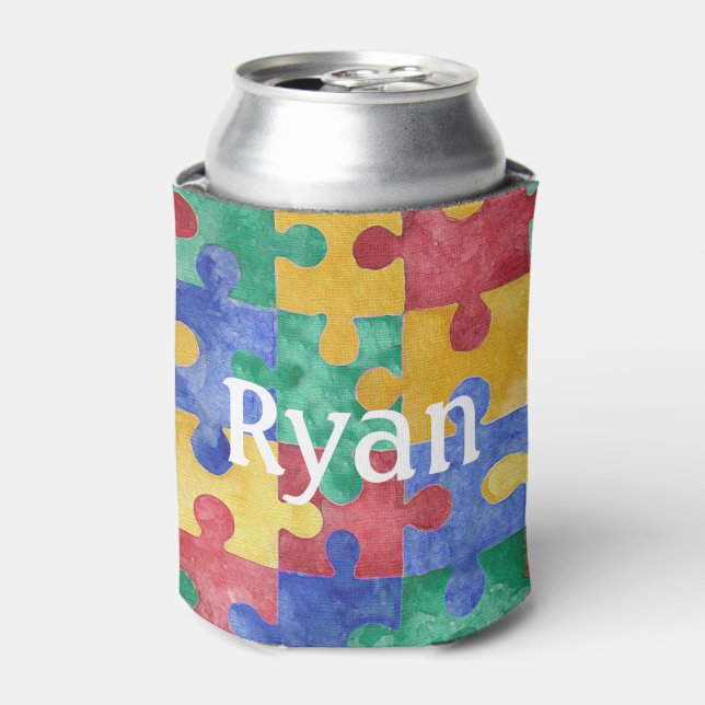 Autism awareness puzzle can cooler (Can Front)