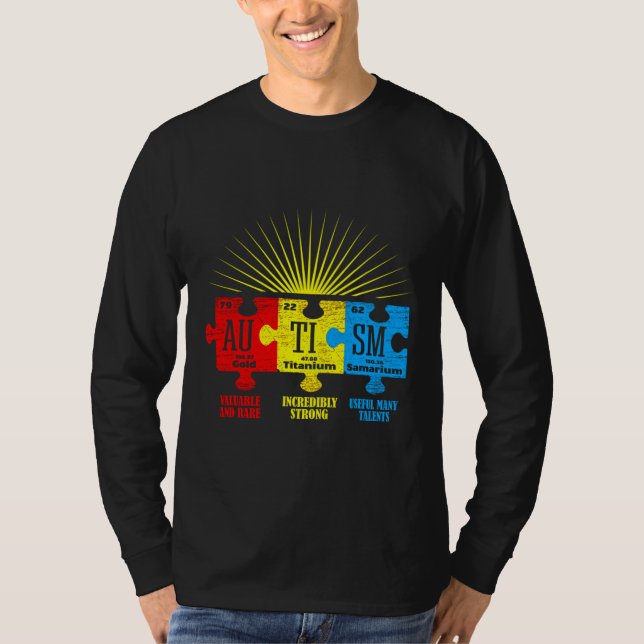 Autism Awareness Puzzle Chemical Element T-Shirt (Front)