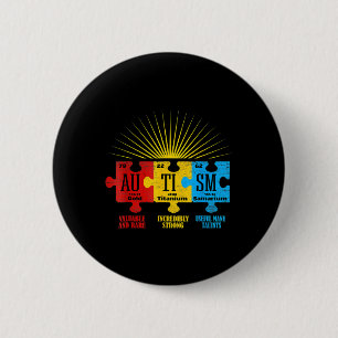 Autism Awareness Puzzle Chemical Element T-Shirt14 Button
