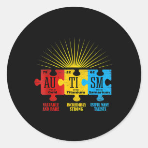 Autism Awareness Puzzle Chemical Element T-Shirt14 Classic Round Sticker