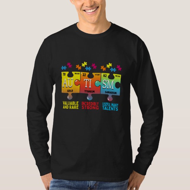 Autism Awareness Puzzle Chemical Elements T-Shirt (Front)
