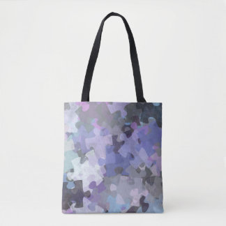 Autism Awareness Puzzle Collage Art- Purple Tote Bag