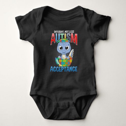 Autism Awareness Puzzle Cute Dino Autistic Kid Baby Bodysuit