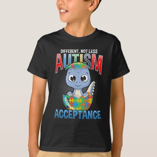 Autism Awareness Puzzle Cute Dino Autistic Kid T_Shirt