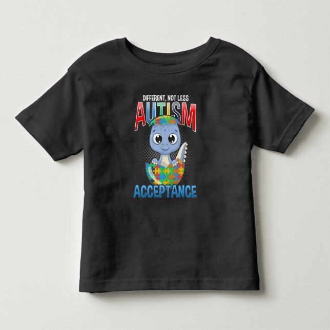 Autism Awareness Puzzle Cute Dino Autistic Kid Toddler T-shirt (Front)
